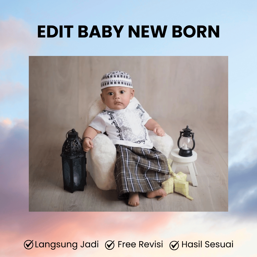 Jasa Edit Foto Anak Bayi Newborn Ala Studio Kilat Express Perempuan Laki Cewe Cowo Hijab Muslim Adat