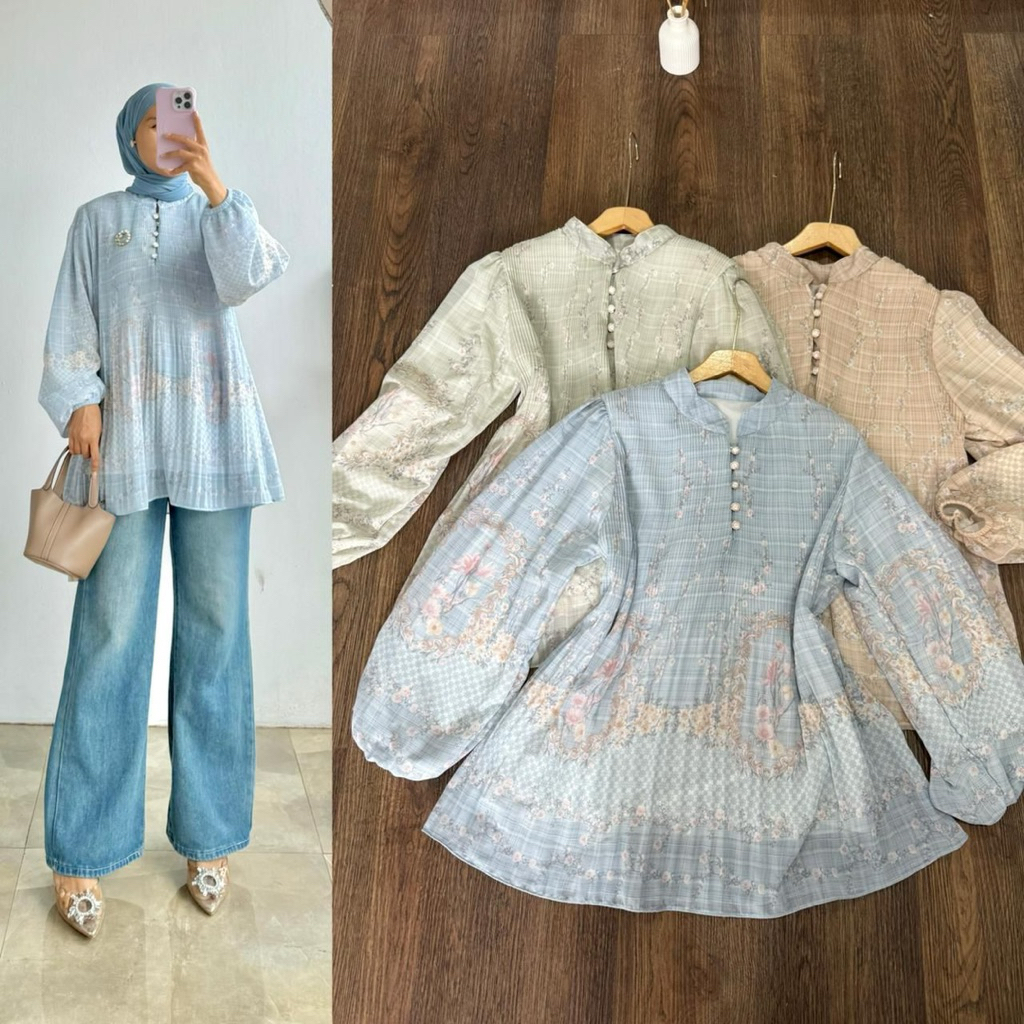 Blus Ceruty Plisket Premium