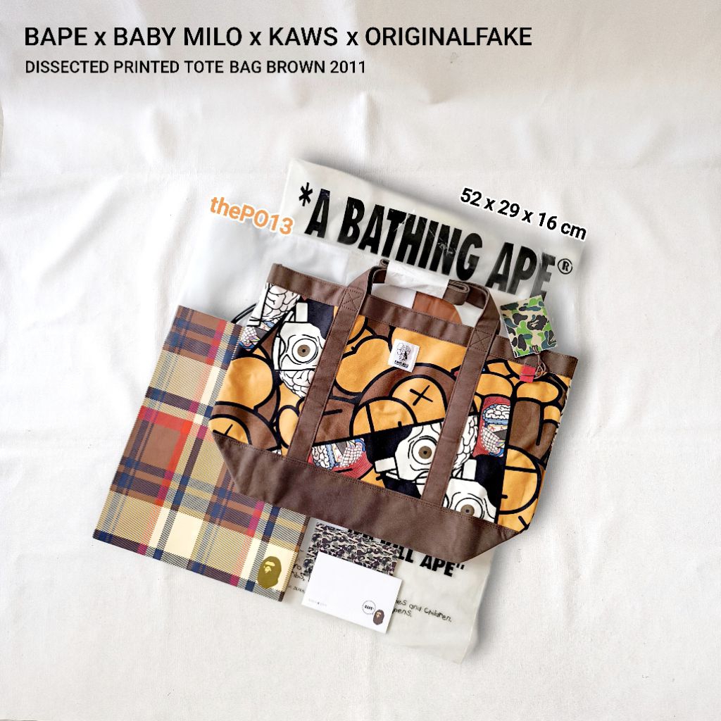 BAPE X BABY MILO X KAWS DISSECTED TOTE BAG BROWN SS11 AUTHENTIC 100% BNWT