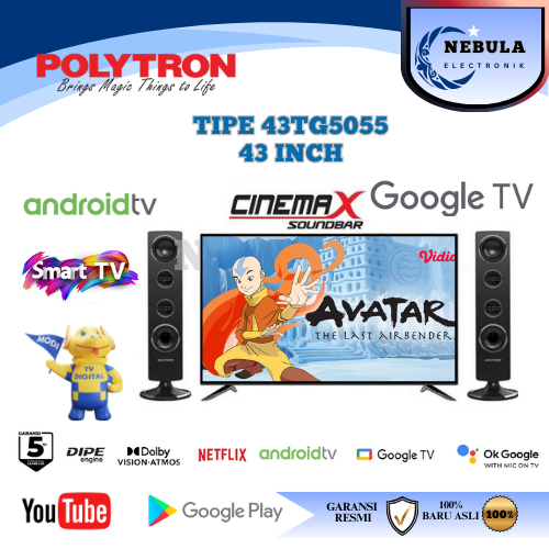 GOOGLE TV POLYTRON 43 INCH CINEMAX PLD-43TG5055/TV ANDROID POLYTRON 43 INCH CINEMAX GOOGLE TV