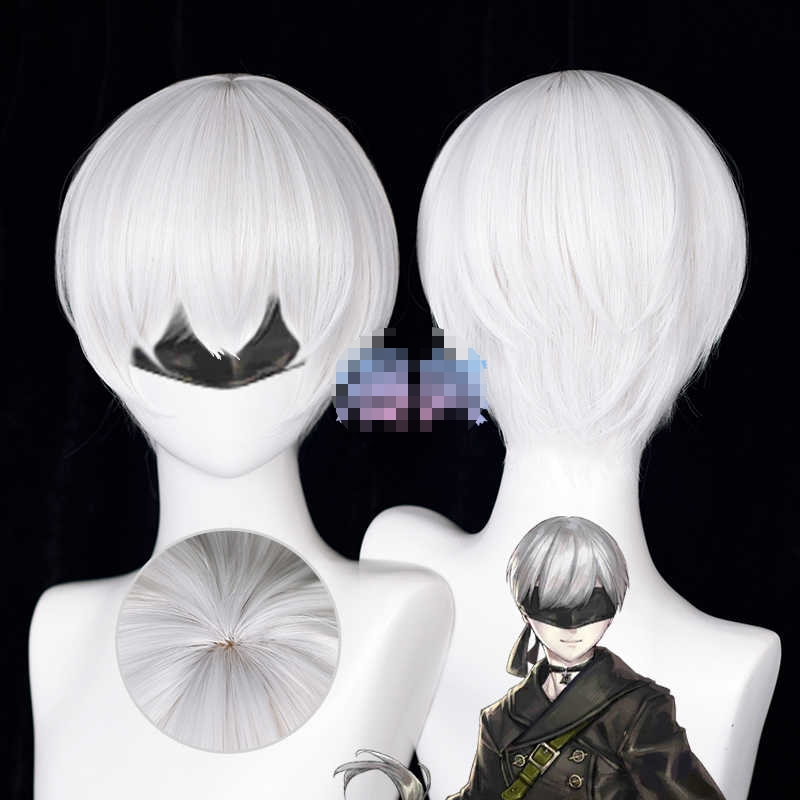 [READY JKT] Ywailisi - 9S wig Nier Automata cosplay wig putih pendek cowok
