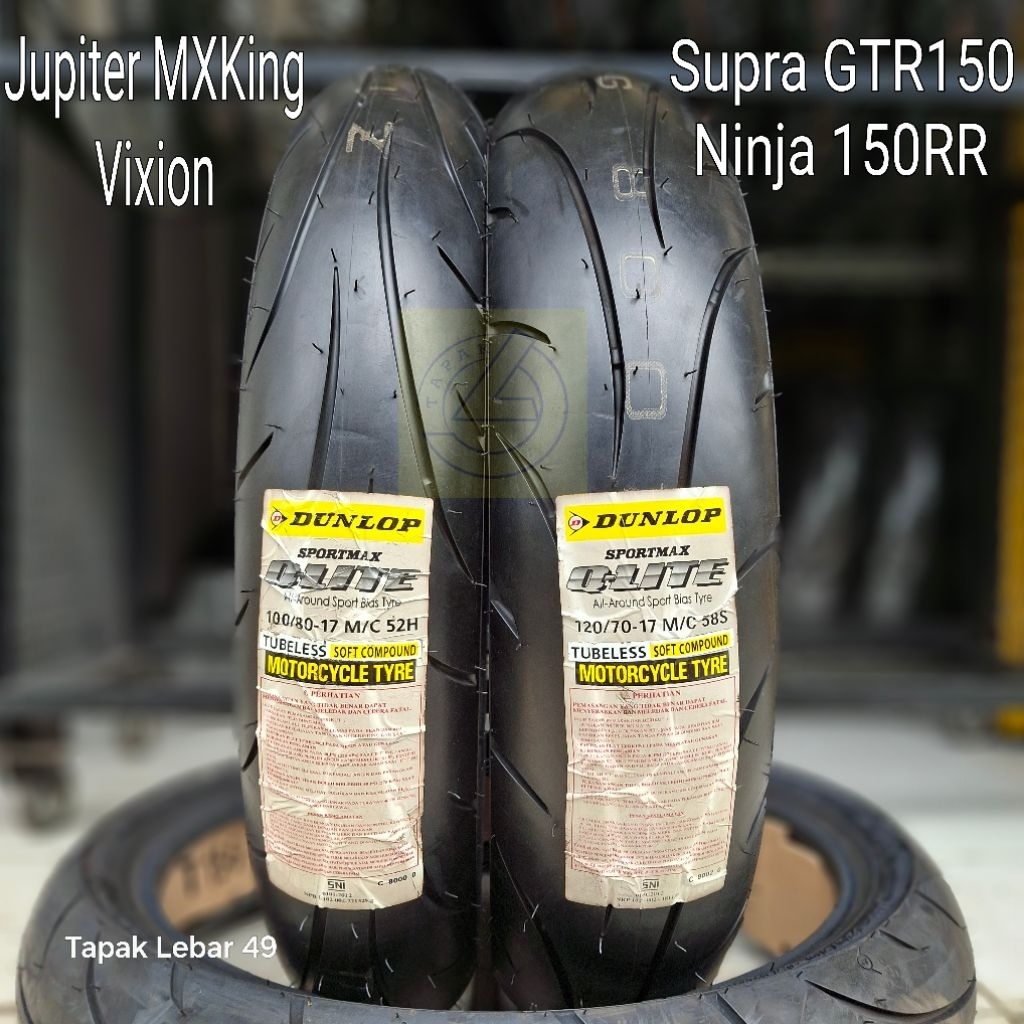 DUNLOP Qlite Paket 100.80.17 dan 120.70.17 Ban Soft Compound Paling Awet Murah Ramah Lingkungan Kual