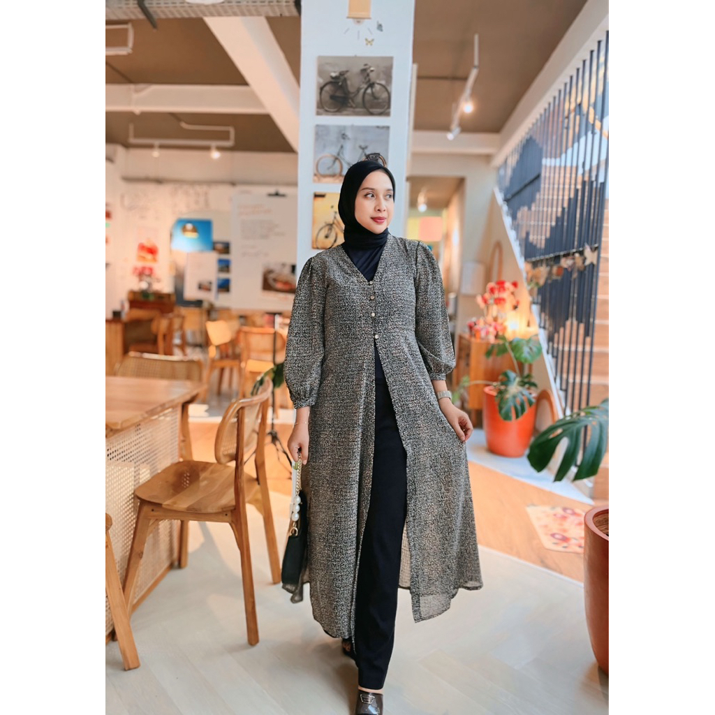 Abelun Outfit | Elara Long Outer series cadigan panjang wanita bahan sifon chiffon