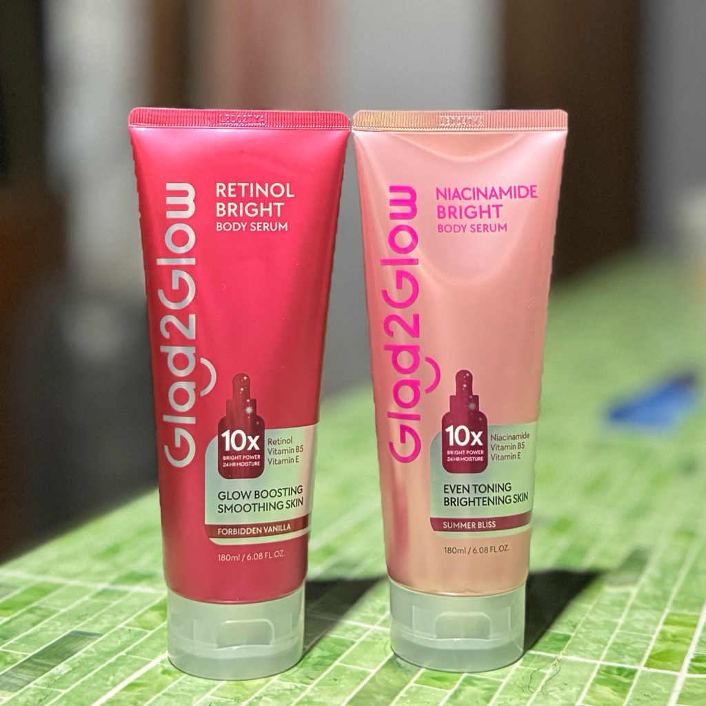 Glad2Glow Retinol/Niacinamide Bright Body Serum Body Lotion 10X Cerah Instant Absorb Whiten Tone Up 