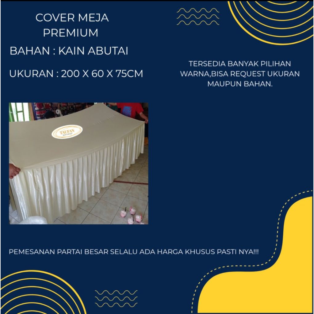Taplak Meja Rempel Untuk Catering/Cover Meja Prasmanan#200 X 60 X 75CM