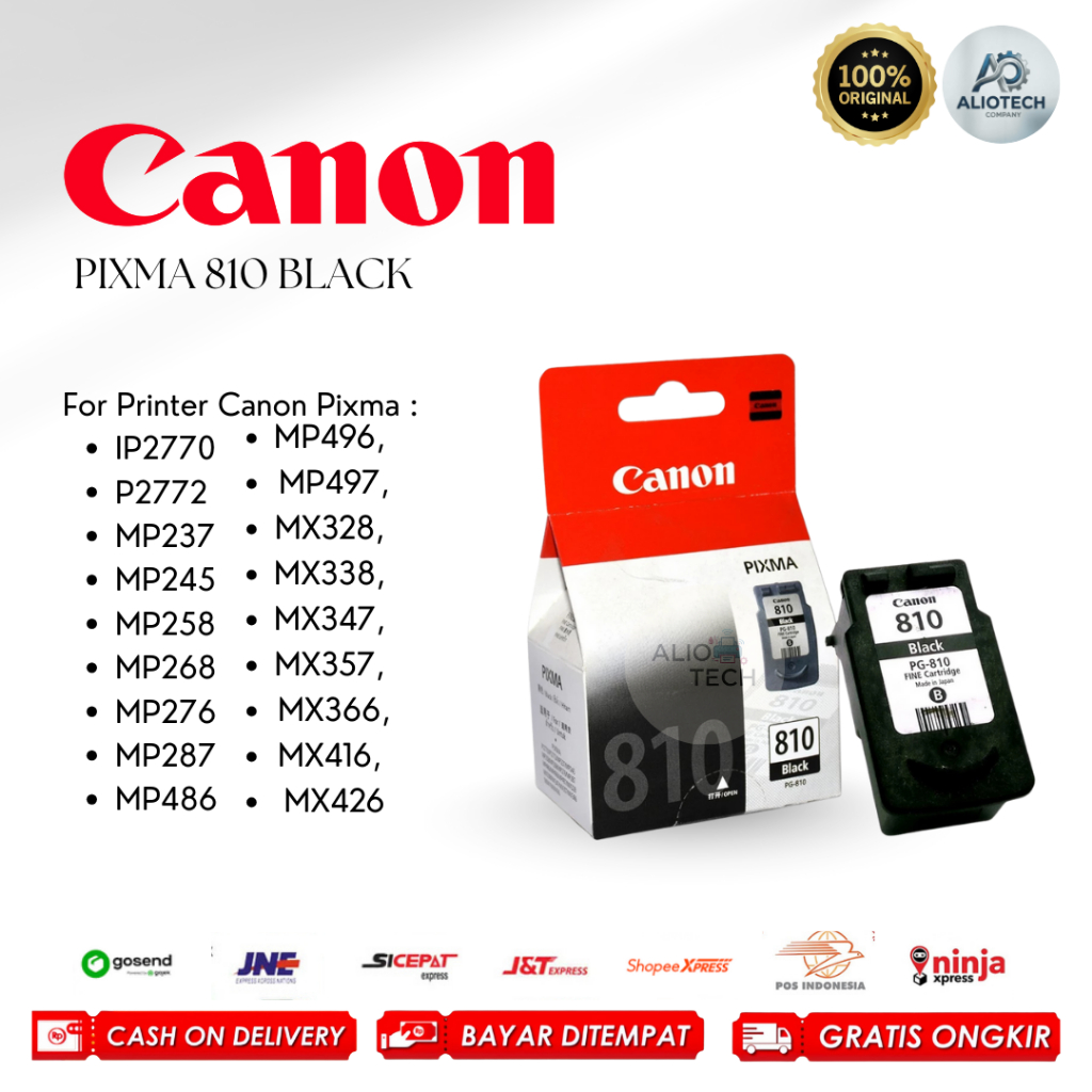 Tinta Canon 810 Black Catridge Original Printer Canon IP2770, IP2772, MP247, MP245, MP258, MP268