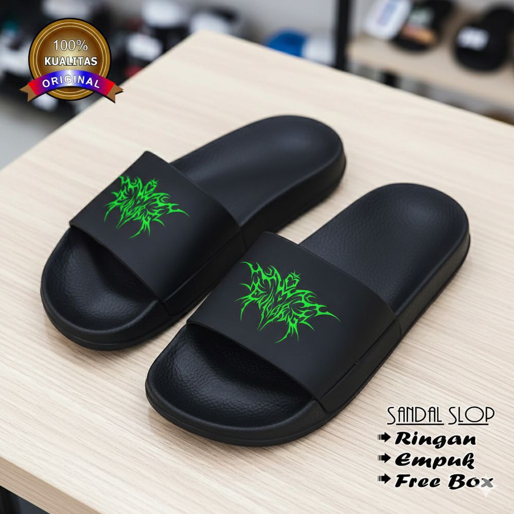 sandal slop pria wanita/sandal slide/sandal distro ringan dan empuk