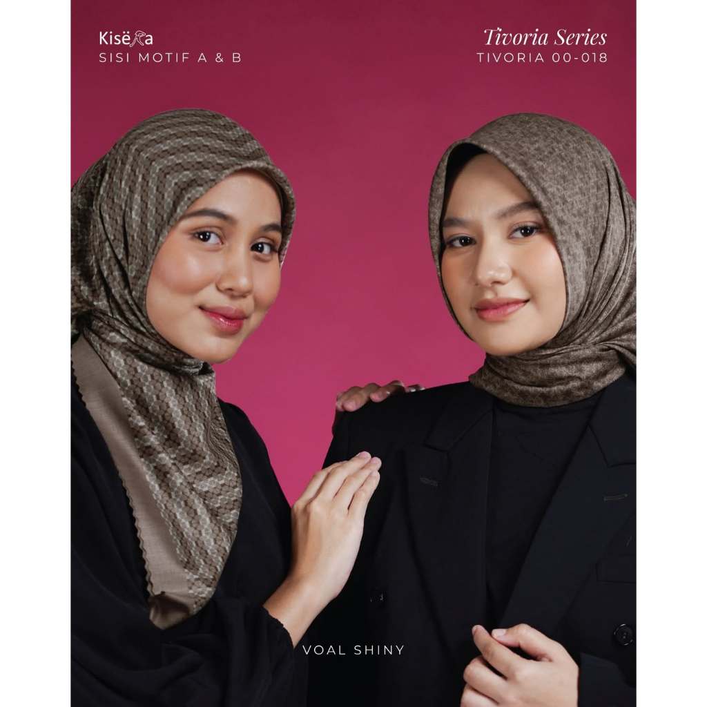 TIVORIA 018 - 40 M | Kerudung Hijab 4 Warna 1 Motif Artificial Texture, Jilbab Praktis Cantik | Voal