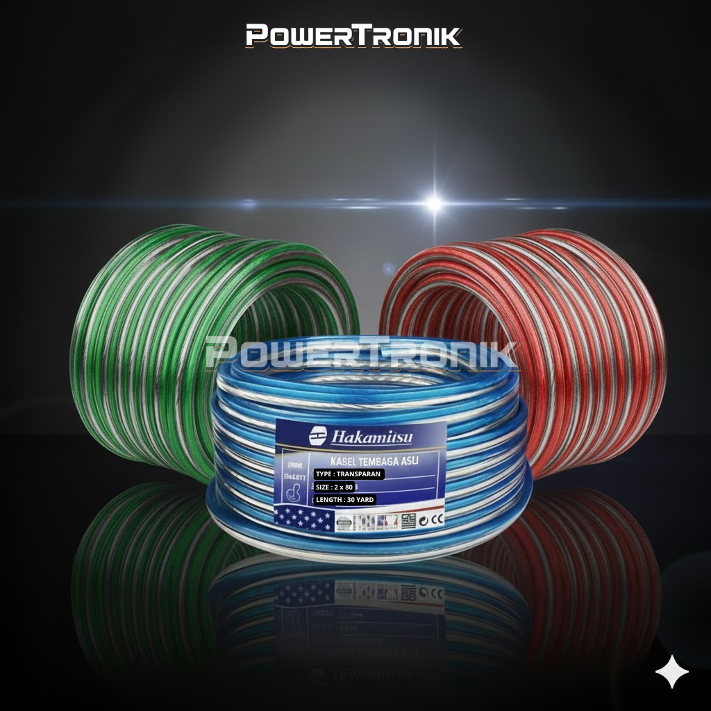 Rumahleha Powertronik - Kabel Listrik Transparan Hakamitsu 2X80 Serabut Tembaga Asli Panjang 30 Yard