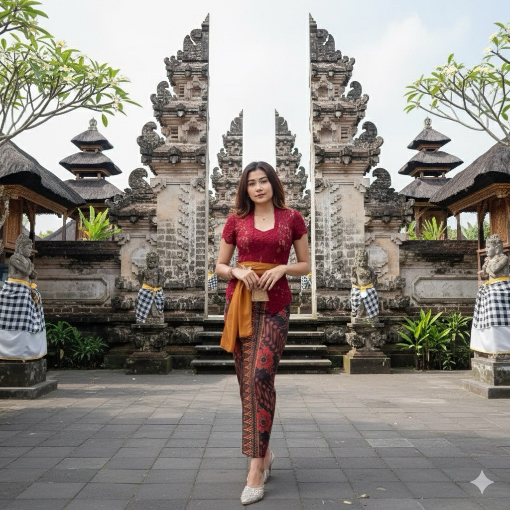 set kebaya bali Devara Lengan Tumpuk Pendek