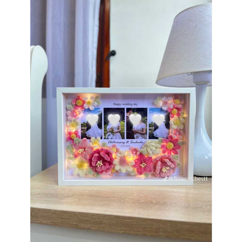 Bingkai Foto 3D Flower kawat bulu & Lampu LED FREE DUS BOX / FREE BUBLE WRAP / FREE LAMPU TUMBLER / 