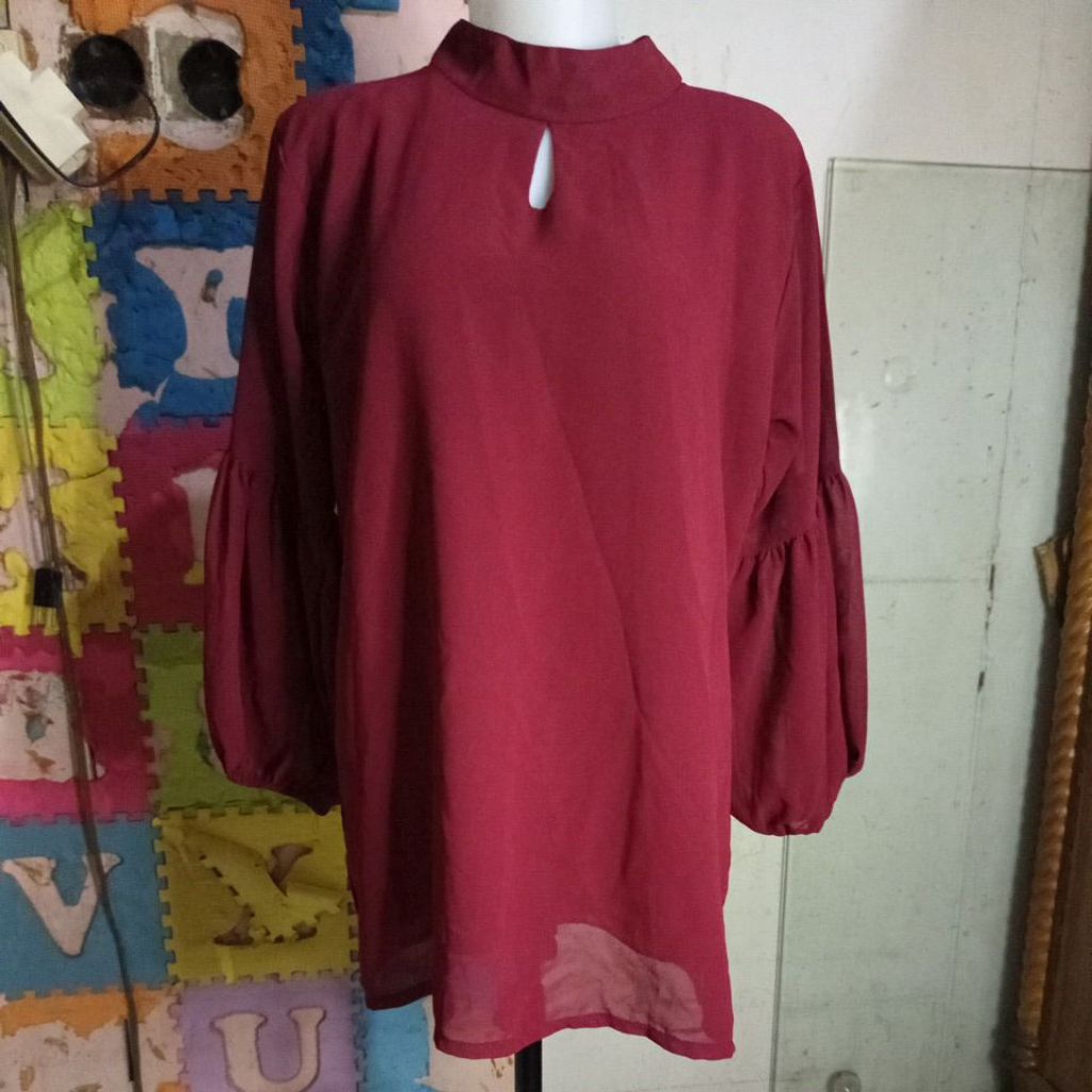 Blouse polos lengan balon