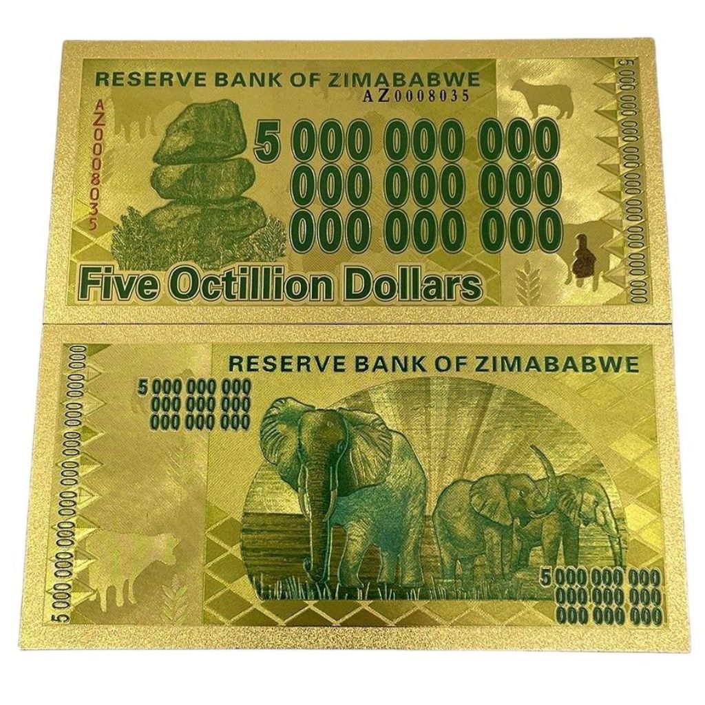 Uang Gold Foil lima Octillion Dolar Unik Antik