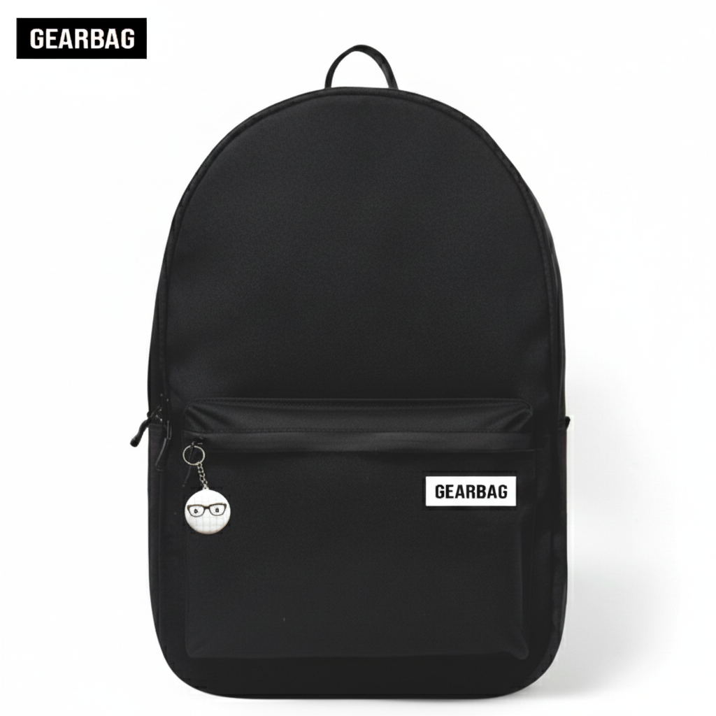 Ransel Polos Wanita Pria Tas Sekolah Warna Hitam Polos Tas Sekolah SMA SMP