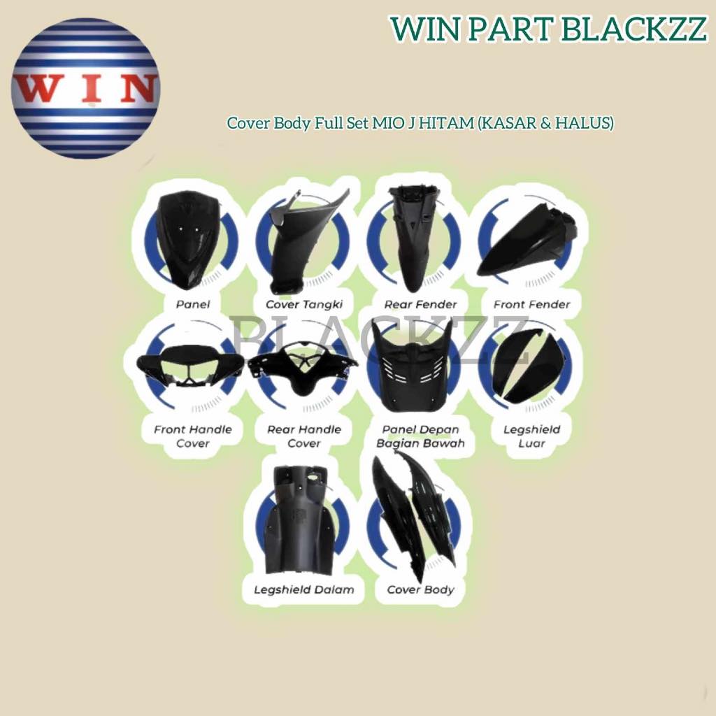 Cover Body Full Set MIO J HITAM (KASAR & HALUS) ORIGINAL WIN