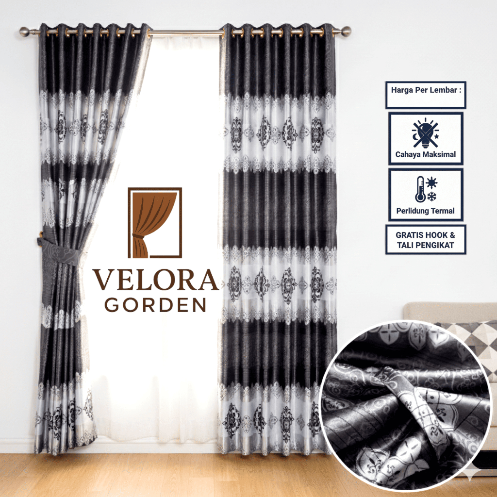 Gorden Jendela Motif Bunga Batik Minimalis Bahan Premium Retro Modern