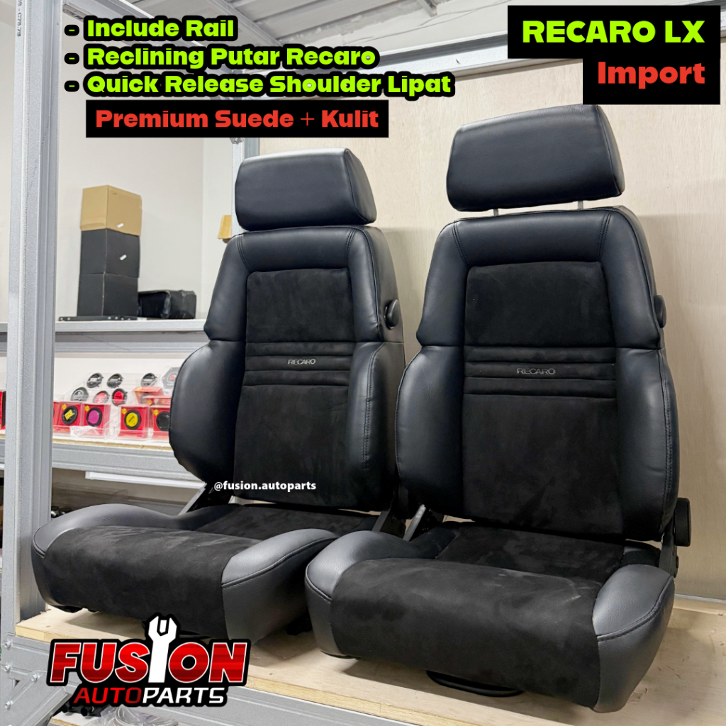 RECARO LX Suede + Kulit Import Premium Quality Quick Folding Jok Classic Seat Mobil Recaro LX