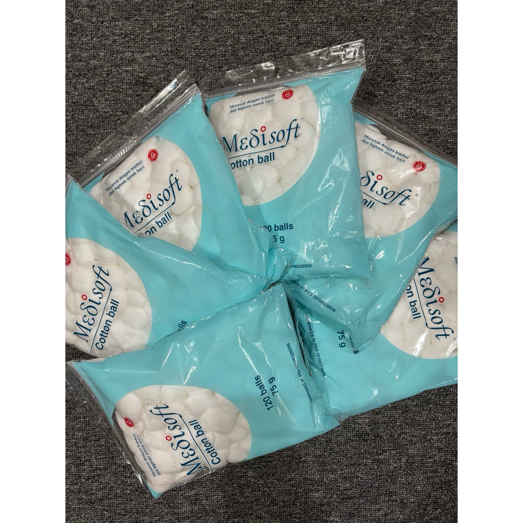 Mediasoft kapas bola warna biru 6 pcs