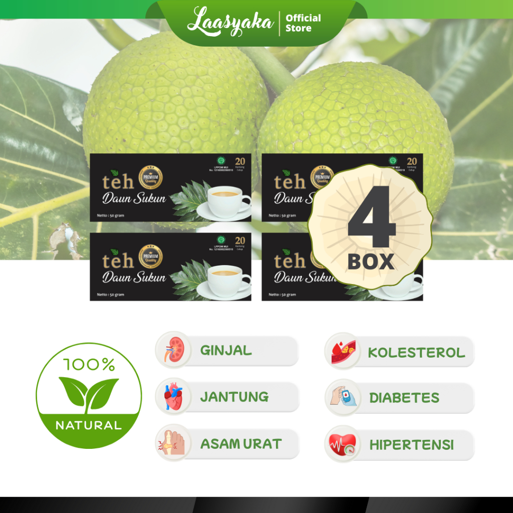 Teh Daun Sukun Premium Laasyaka ( Dapat 4 Box )