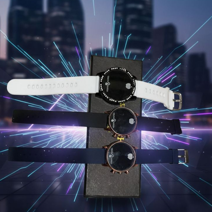Jam Tangan Pria Wanita LED Bulat Touch Watch Digital Terbaru Strap Karet Elastis