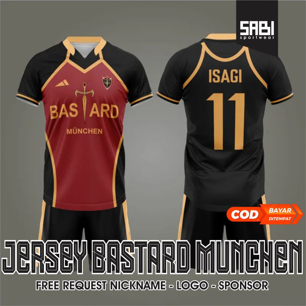 Jersey Anime Bastard Munchen Blue Lock ( Free custom nickname )