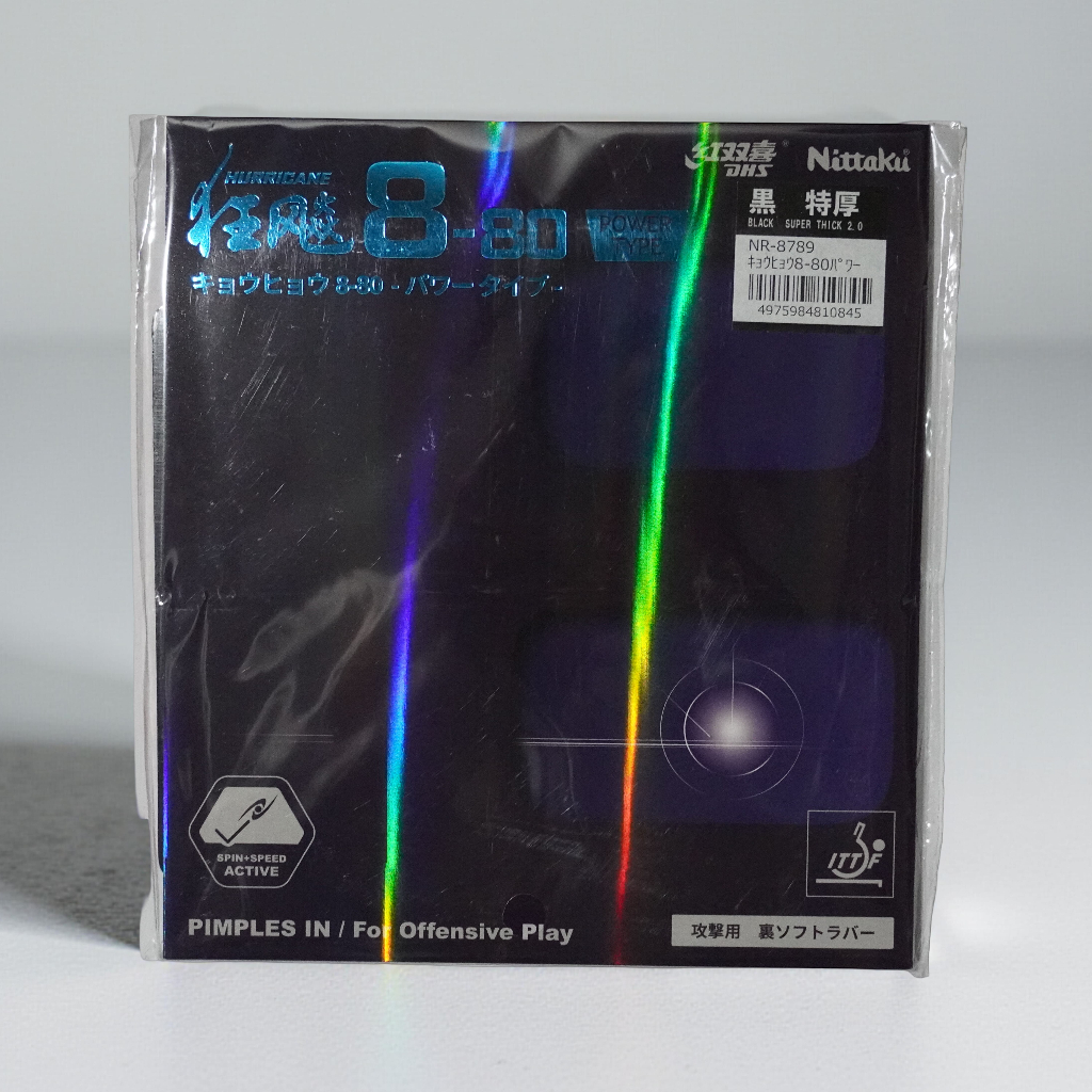 Karet Bet Tenis Meja Nittaku DHS Hurricane 8 Power 2.0 – Hitam & Merah (Offensive)