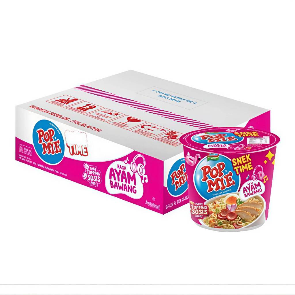 Pop Mie Snek Ayam Bawang 1 Dus isi 12 pcs / Pop Mie 1 Dus