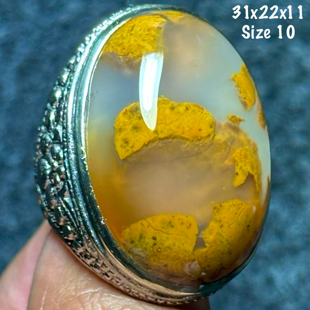 Cincin Batu Akik Natural Baturaja Pandora Mount Stone 3D Aquarium Kristal (asli alam)