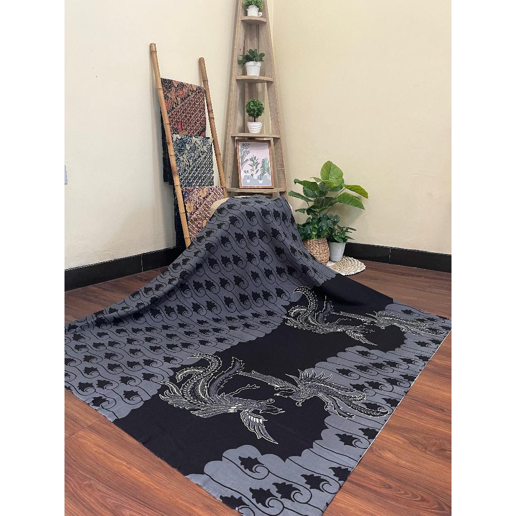 Kain Batik SOLO motif parang burung warna abu tua
