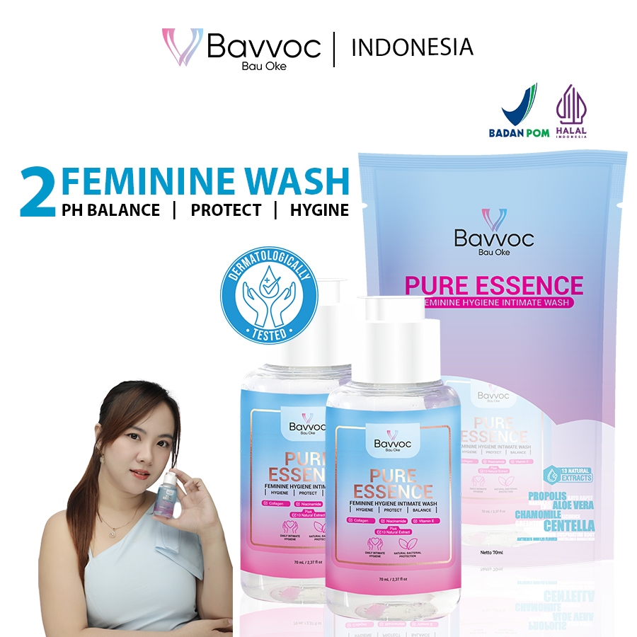BAVVOC 2 Pcs Feminine Hygiene Intimate Wash Sabun Keset Kewanitaan I Propolis-Manjakani & Niacinamid