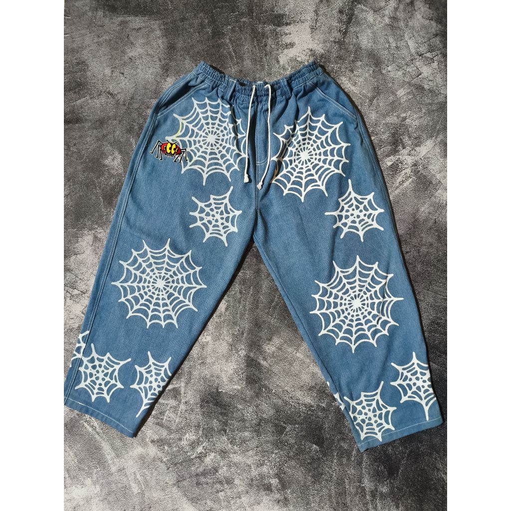 celana M3NDO fp full print biru open segel