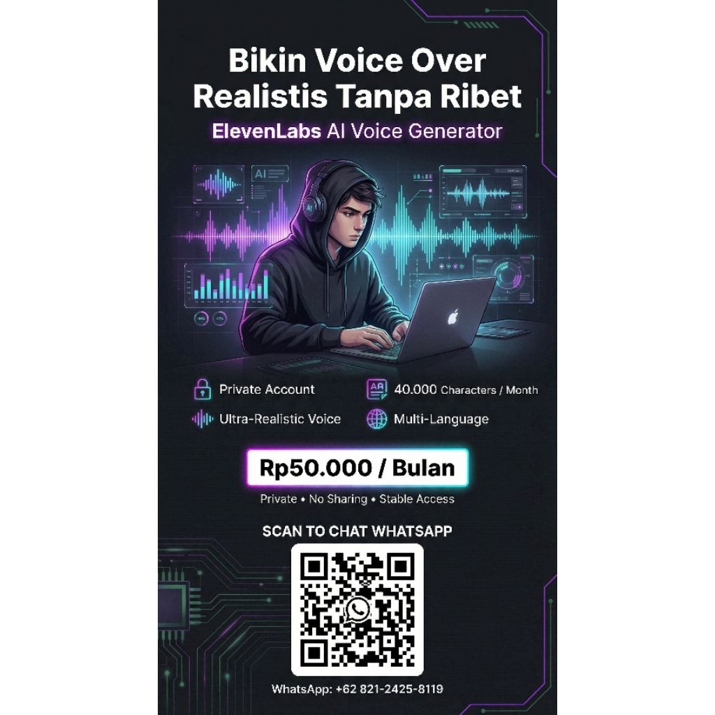ElevenLabs AI Voice Generator Starter | Private Account | 40.000 Karakter | 1 Bulan