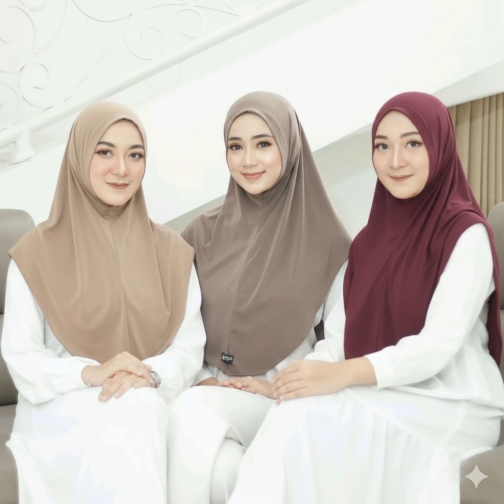 BERGO INSTAN SIZE L JERSEY PREMIUM/ HIJAB INSTAN BERGO PENGUIN NON PET JERSEY