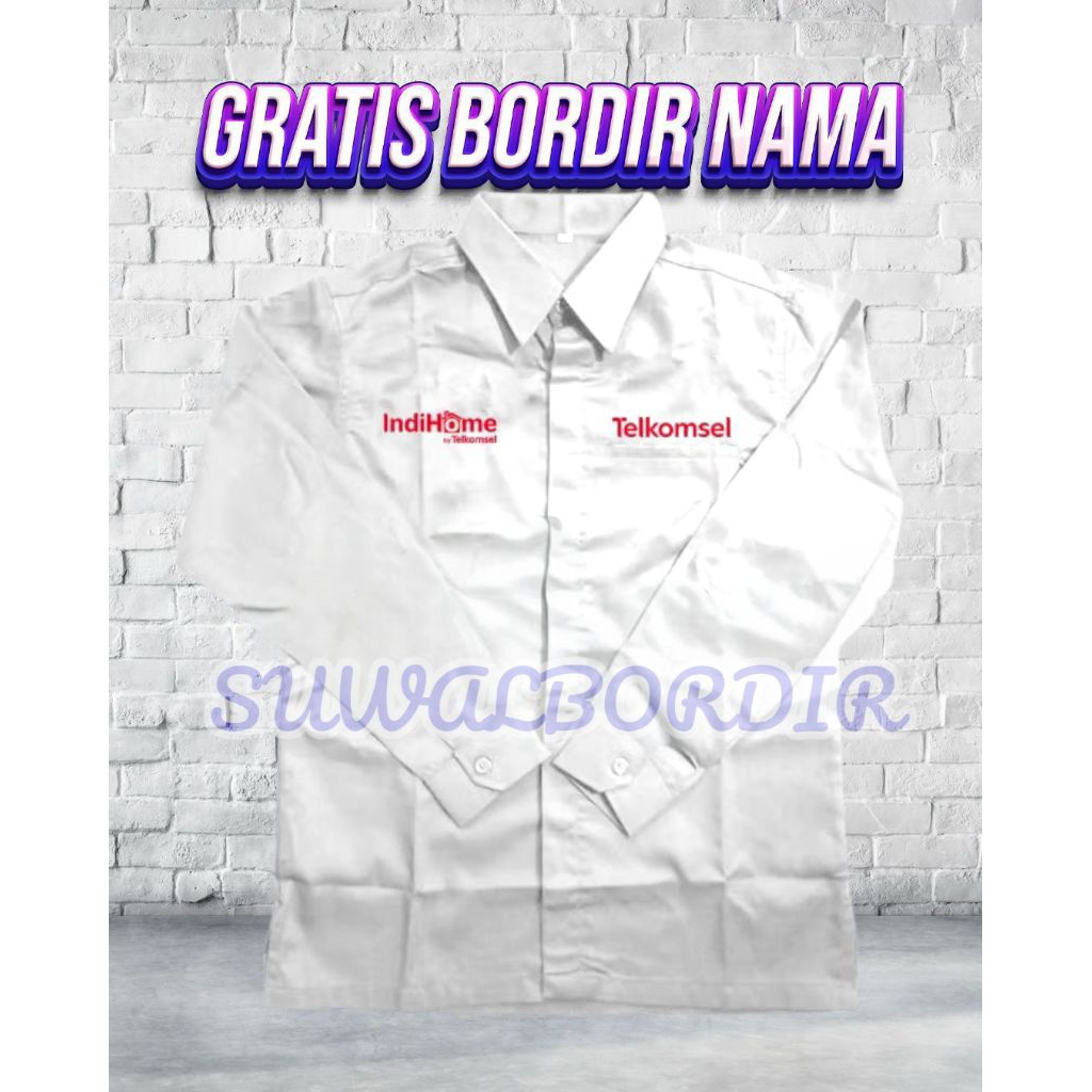 KEMEJA TELKOMSEL Indihome TERBARU KEMEJA BORDIR TELKOMSEL SERAGAM INDIHOME TELKOMSEL ATASAN BAJU TEL