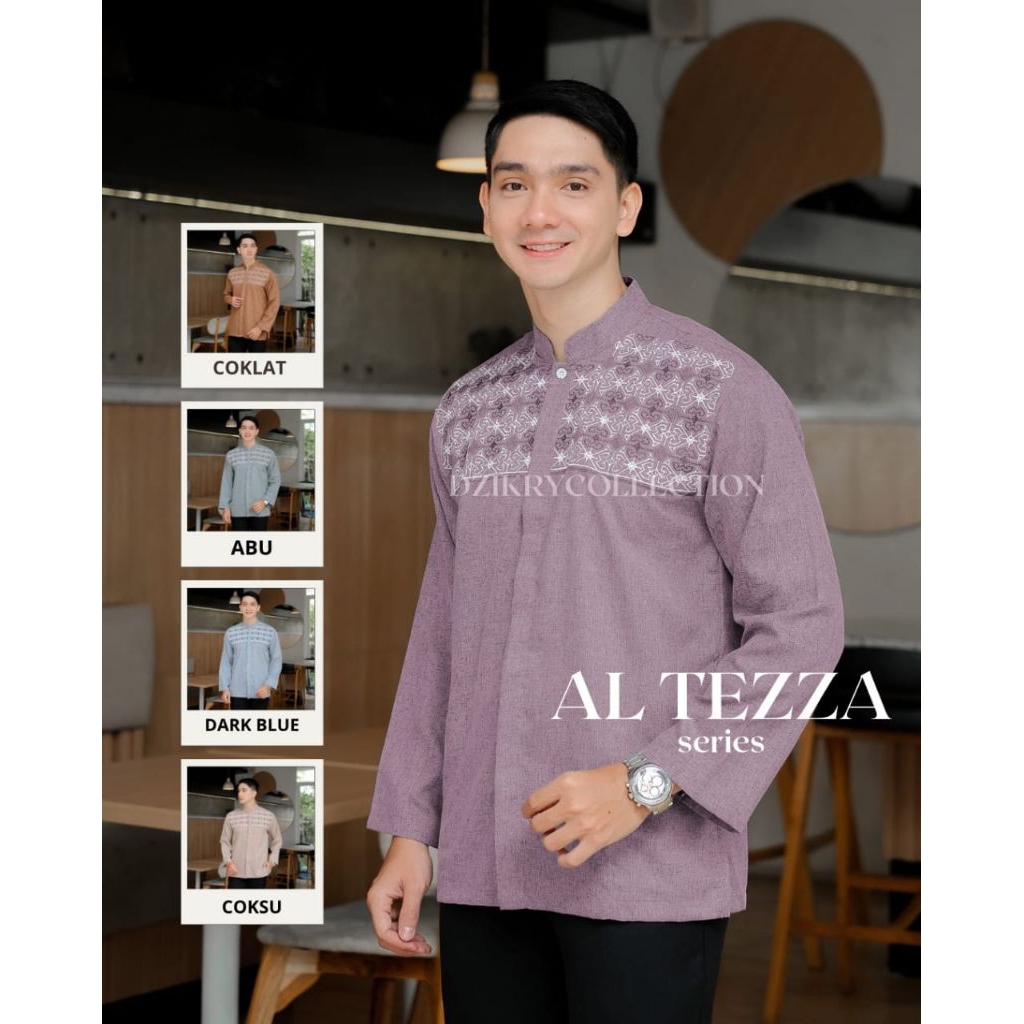Baju Koko Bordir Lengan Panjang Bahan Katun Madinah Premium Atasan Muslim Pria Premium Quality