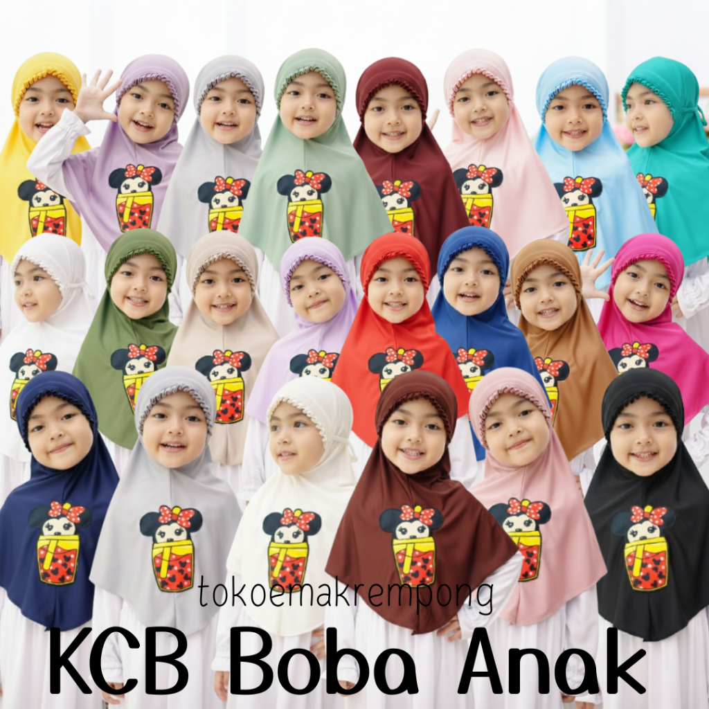 Bergo KCB Boba Anak Hijab Non Pad Jilbab Instan PAUD TK Kerudung Jeblosan Usia 3-6 Tahun