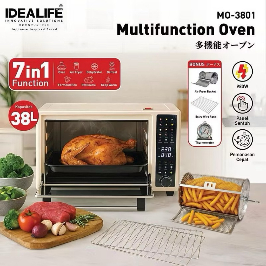 Oven Idealife 38L Oven listrik low watt Oven air fryer oven digital