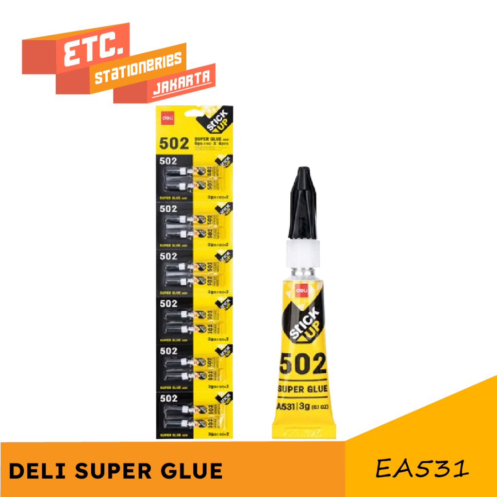 DELI Super Glue 502 / Lem Super / Lem Serbaguna (isi 2pcs) [EA531]