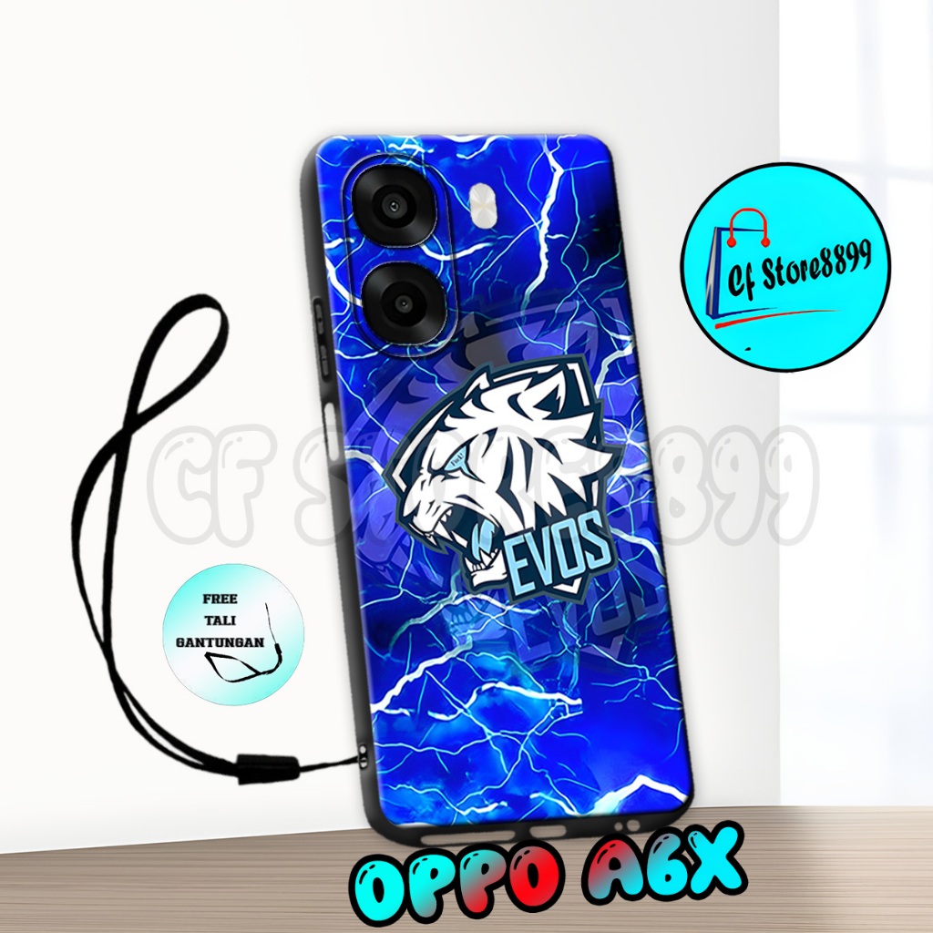 CF15/Casing HP OPPO A6X + TALI GANTUNGAN Terbaru - Motif Evoss, Cover Pelindung Hp, Silikon TPU
