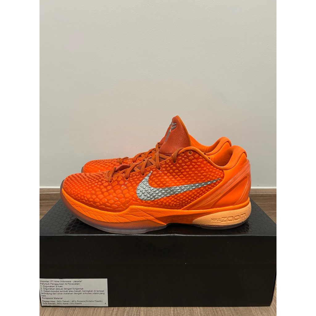 NIKE KOBE 6 PROTRO TOTAL ORANGE SIZE 44.5/ US 10.5