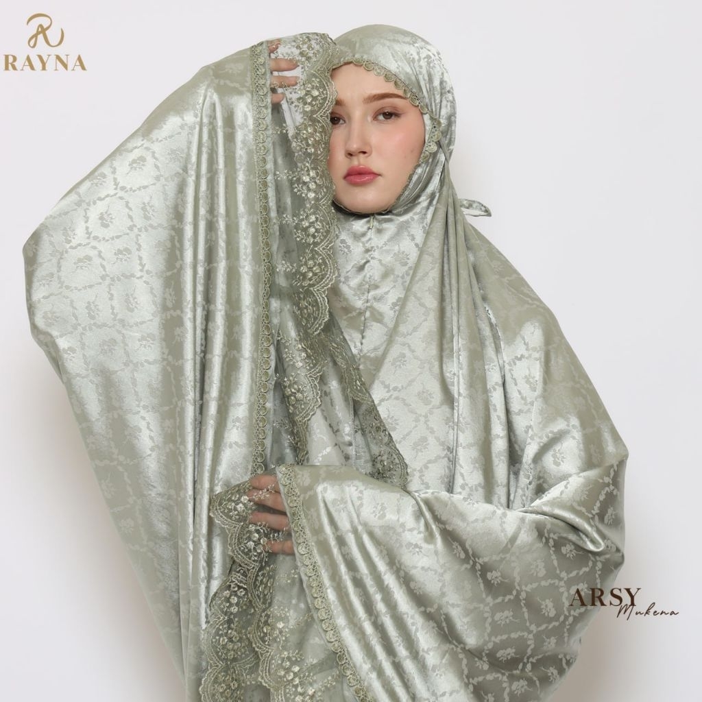 Rayna - Arsy Mukena Silk Motif Jaguard - Silk Premium Adem Lembut - Mukena Cantik
