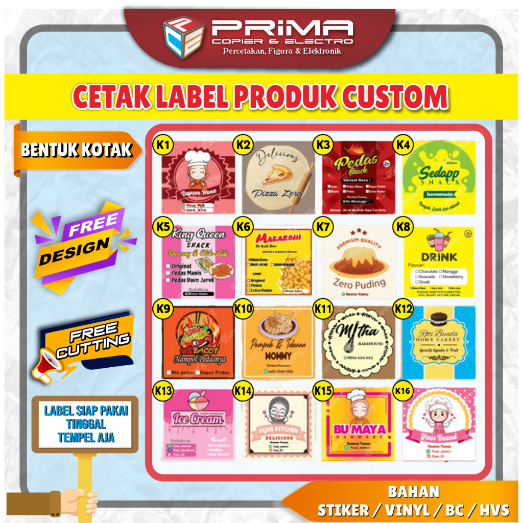 Cetak Label Produk Makanan / Stiker Label Makanan / Stiker Kemasan Produk / Stiker Label Kemasan / G