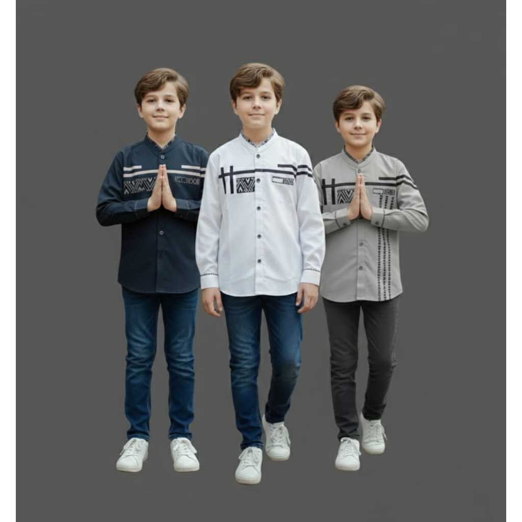 Baju Koko Anak Lengan Panjang Motif Zolied Toyobo Premium Kombinasi Batik Terbaru