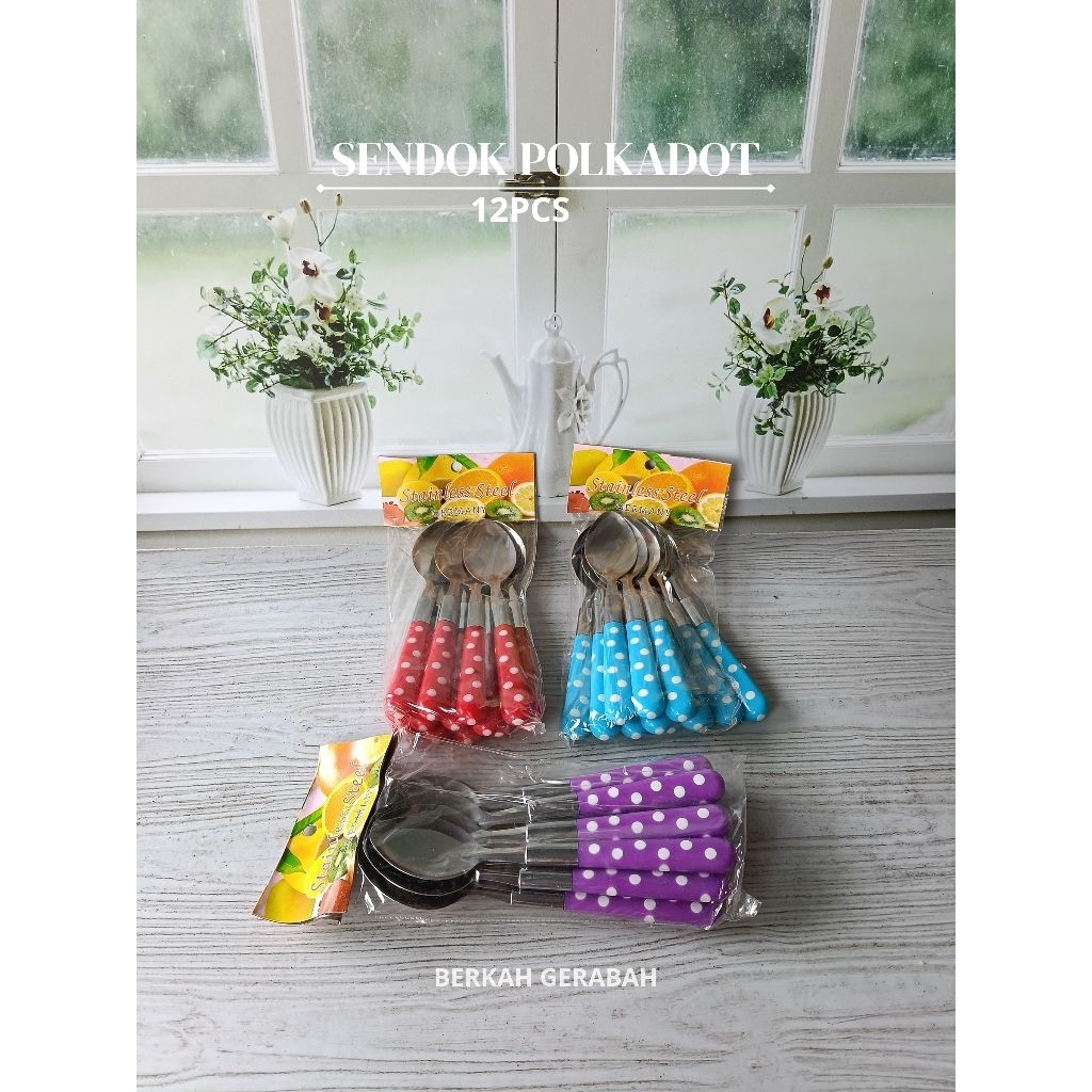 SENDOK POLKADOT 12PCS/1LUSIN