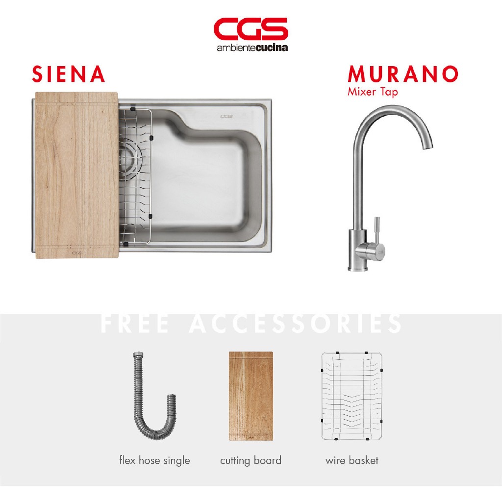 Paket Promo: CGS Siena Kitchen Sink + Kran Air CGS Murano