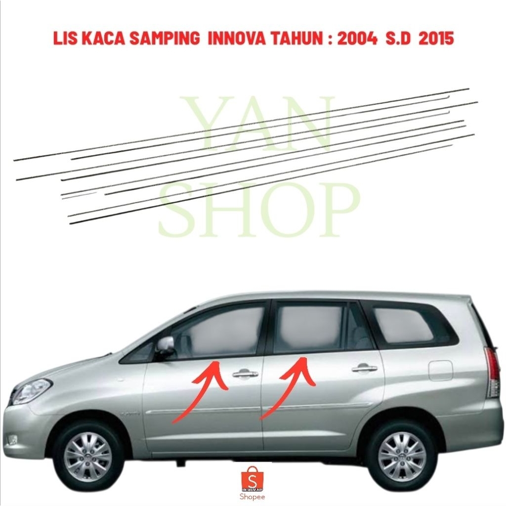 Lis Kaca Samping Pelipit Pintu Mobil Toyota Innova List window Liner Inova Lama Tahun 2004 2005 2006