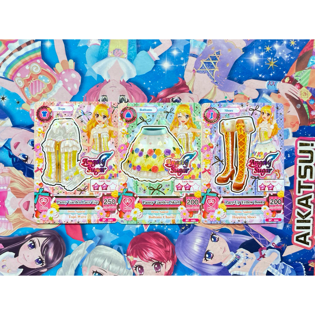 Kartu Aikatsu Pansy Garden Lace Up Yellow Set Ichigo Hoshimiya Angely Sugar Promotion Original Langk
