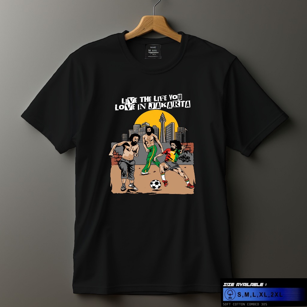 KAOS BAJU REGGAE FOOTBALL LOVE IN JAKARTA | T-SHIRT CASUAL FOOTBALL | UNISEX