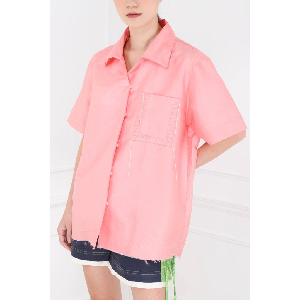 TANGAN WHIM - Pink Peach Gathered Shirt