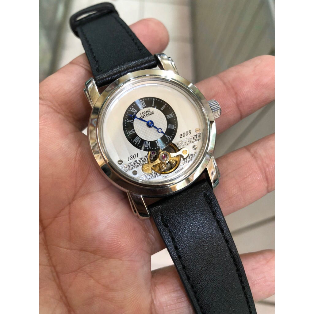 jam tangan pria otomatis silver klasik louiz antonie elegan klasik style